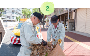 無事に枯れ枝除去完了！
ここでも、除去後の枝はきちんと回収します。