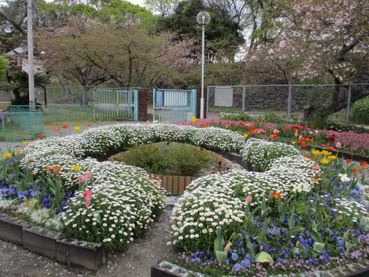 花壇の中を歩けます